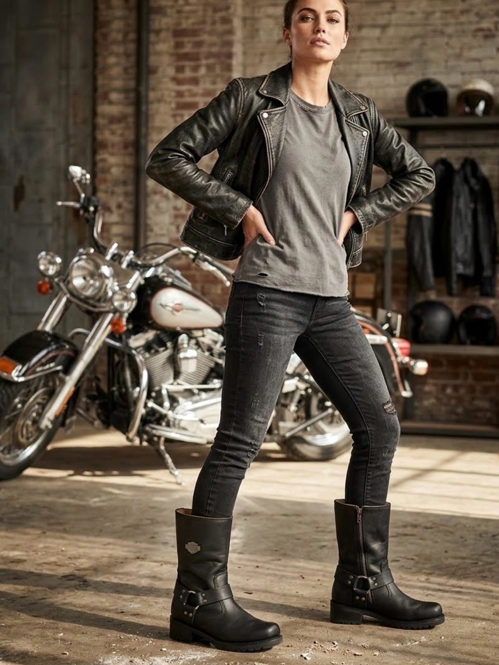 Harley-Davidson® Women's  Black Moto Motorcycle Harness Boots Size 6.5